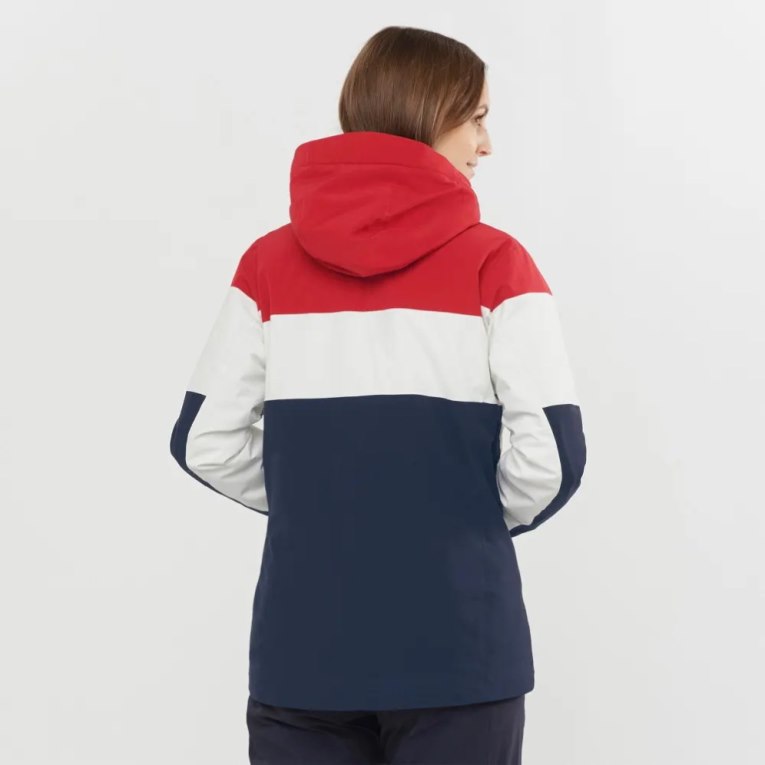 Chaquetas De Esquí Salomon Slalom Insulated Hoodie Mujer Rojos Blancos Azul Marino | MX ZRDL520